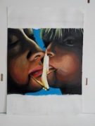 Obraz akrylowy – dwie twarze z zapalonymi zapałkami – sztuka współczesna