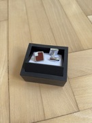 Spinki do mankietów koszuli eleganckie srebrne bordowe Victorio