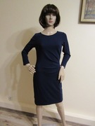 Diane Von Furstenberg granatowa klasyczna sukienka 100% wełna _ XXS/XS