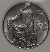 Moneta 5 zł rybak 1974 MS69 max nota idealny stan 