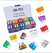 ZESTAW 100 SZTUK BEZPIECZNIKÓW SAMOCHODOWYCH TYPU UNI