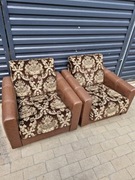 Fotele vintage retro – skórzane boki, bardzo wygodne!