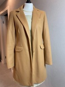 Jasny beżowy płaszcz damski lekki na podszewce 70% wełna XS