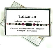 Bransoletka Ochrona Talizman Czarny Turmalin surowy Obsydian Akwamaryn