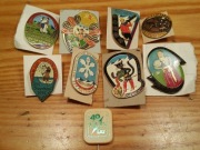 Wpinka Przypinka 9 szt PRL lata 70-te i 80-te NIEUŻYWANE ! Zest.9 PKP PTTK 