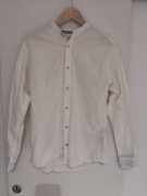 Jack & Jones koszula lniana M biała band collar len bawełna