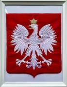 Godło orzeł Polska 425x325 mm [320x280 mm] w białej ramie PIĘKNE