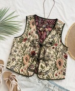 Kamizelka bezrękawnik Vintage kwiaty