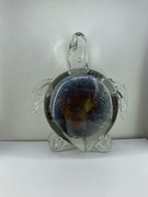 przycisk do papieru SZKLANY ŻÓŁW szklo biale i kolorowe w stodku