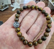 Bransoletka naturalne tygrysie oko 8mm z morskim akcentem...