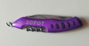 Kieszonkowy nóż kelnerski SOPOT – wielofunkcyjny trybuszon, fioletowy.