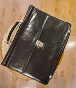 Męska TECZKA/ AKTÓWKA naturalna czarna skóra marki Alan Sagan mieści A4 