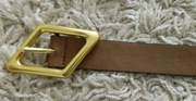 pasek brązowy ze złotą klamrą