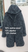 Wełniany Płaszcz  XXL 44 Zimowy jesienny Ciepły 70% Wełna wool Alpaka Moher