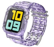 Pasek do Apple Watch 44 45 mm przezroczysty lawendowy