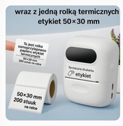 Mini drukarka termiczna 203 dpi, etykiety, zdjęcia, Bluetooth USB-C