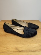 Czarne zamszowe baleriny typu loafersy 39