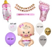 Baby Shower Okolicznościowe Duży Zestaw Dekoracyjny Dla Dziewczynki 