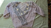 Vintage sweter w stylu lat 80/ 90ych, z oryginalnym zdobieniem 