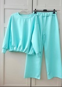 Miętowy komplet dresowy balon bluza oversize 