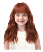 BUPPLER Peruka dla dzieci z grzywką falista 35cm miedziany brąz syntetyczna