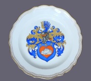 Duża Herbowa Patera Miśnia Herb 1850 Knauf Meissen Familia Bruckhardt