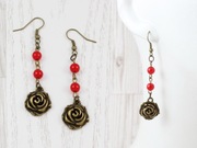 Native Bloom kolczyki róże vintage retro boho wiszące długie gypsy NA107