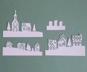 Scrapki Papierowe - Baza Zestaw Panele DOMKI BUDYNKI 4 szt. białe.