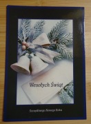 Pocztówka Boże Narodzenie 2002 dzwonki opłatek