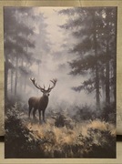 Piękny obraz myśliwski JELEŃ BYK Rykowisko. Polowanie. 30x40cm. Nowy