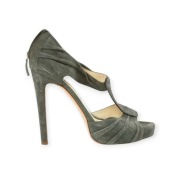 Rupert Sanderson markowe sandały na obcasie premium zamszowe 40.5