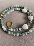 Naszyjnik agat mszysty serca ceramiczne