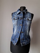 Jeansowa kamizelka bezrękawnik 38/M niebieska miss selfridge