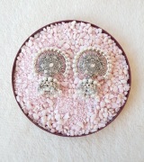 Kolczyki boho bohemian srebrny kolor perełki jhumki jhumka orientalne