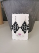 Kolczyki handmade panterka czarno-białe | lekkie | UNIKAT | OKAZJA 