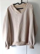 Beżowa bluza z polarkiem S-M dekold w serek