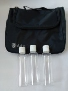 Kosmetyczka duża,  podróżna + 3 buteleczki na płyny