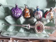 Ładnnie zdobione szklane bombki i szpic z PRL - 17 szt. !