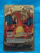 Karta dla  kolekcjonera złota metalowa Charizard V wied flames 2021/22rok