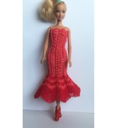 Szydełkowa sukienka, ubranko dla lalki Barbie.