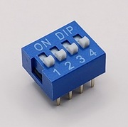 DIP switch 4 pozycyjny, do druku, niebieski