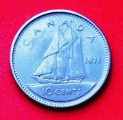 10  Centów  1971  r  -     Kanada   Szkuner Kanadyjski