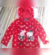Bluza czerwona puchowa Peppa bałwanek zima 5-6 lat
