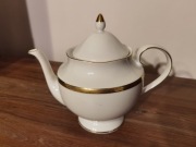 Biały porcelanowy dzbanek imbryk Chodzież Astra Line złota linia