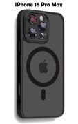 Etui iPhone 16 Pro Max MagSafe z osłoną aparatu półprzezroczyste czarne