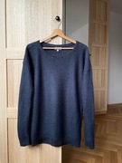 Szary sweter ze srebrną nitką, 20% moher, Jacqueline Riu, rozmiar XL