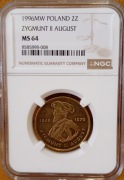 2 złote Zygmunt II August 1996 ngc ms64