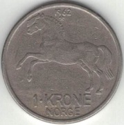Norwegia 1 korona krone 1962 - 25 mm - nr 3