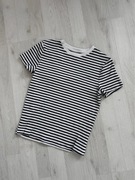 Czarno biała bluzka z krótkim rękawem w paseczki H&M 164 cm