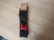 Skarpety podkolanówki gładkie czarne z kokardą czerwoną Auravia 38-41